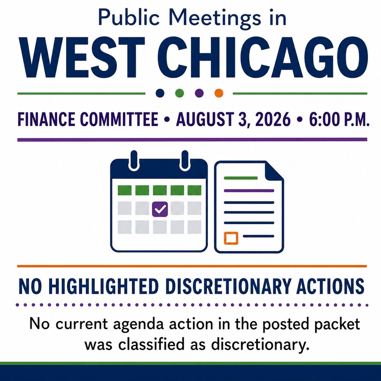 Finance Committee discretionary agenda highlights for August 3, 2026